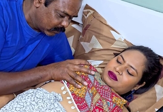 Indian old man domesticated Bhabhi's wet crack and squeezed and sucked her boobs