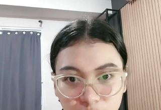 Sexy stylish glasses chick on camera
