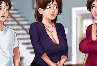 SUMMERTIME SAGA Hot sex in the matter of stepmom and her friend under dining embark on