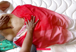 Step Son's giving Massage to his Materfamilias in Saree - Navel and Belly Massage - Moaning Very Louder
