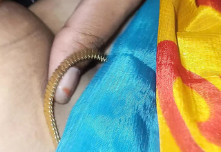 married women blue colour saree romance with her boyfriend