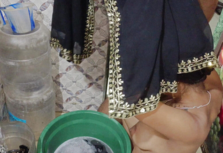 Indian desi  girlfriend drilled in rub-down be got rid of while she washes clothes