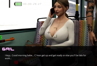 Step sister shot a some fun with stranger guys in the bus