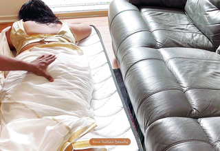 Hot Mallu Wife in Kerala Kasavu Saree Gets Erotic Massage - Big Ass & Thighs Massaged - Loud Moaning