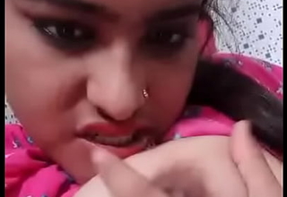 cute north indian girl squessing her boobs, nipples and showing pussy orgasm leaked with hindi sex talk
