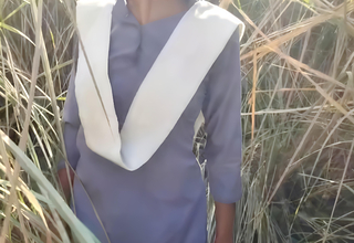 Indian  village desi school piece of baggage sex in jungle