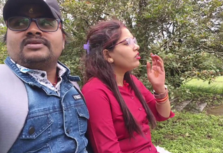 Indian Desi girl kissing gigs and boobs press by say no to day nigh forest