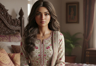 A Indian Desi girl Alon at home, Ai photograph