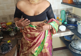 Married women Hot sex while cooking in kitchen