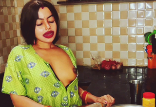 Hot Indian bhabhi in nighty fucked by devar in kitchen