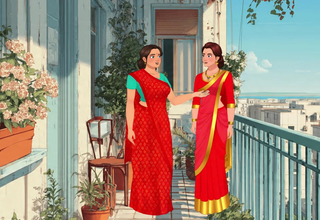 Several Indian Friends having fun in their balcony