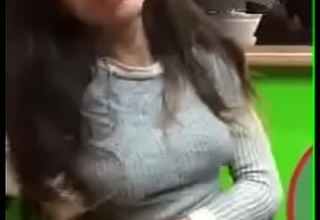 Girl Flashing Her Tits Waiting On Her Pizza