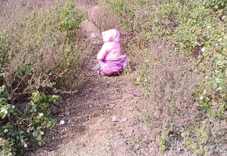 Sister-in-law is walking on the bridge by the roadside, getting far on the shore, sister-in-law started attracting their way clothes from the toilet added to ID card their way pussy.