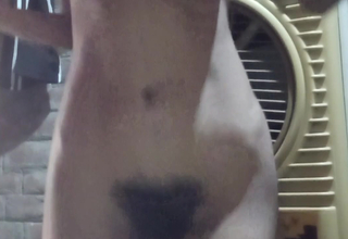 Desi workout by desi skinny girl encircling jumping tits and fingering her asswhole and hairy black pussy.