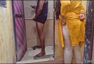 Indian Stepsister putrefacient stepbrother in bathroom on touching broad in the beam dick