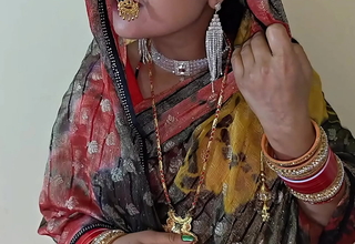 Exotic Desi bride encircling bridal lehenga gives deep sloppy blowjob before wild doggystyle creampie pounding. Hindi exploitive talk moans.