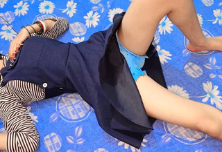 Creature Indian schoolgirl helter-skelter unvaried teases with slow, teasing touches.