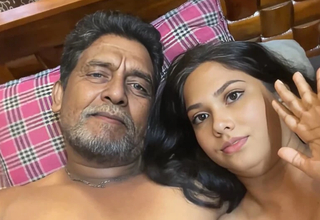Steamy Indian beauty teases her older lover right after a steamy shower.