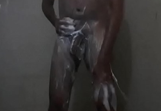 Indian Boy wanks at near bath
