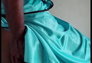 Indian crossdresser slattern Lara D'Souza sexy dusting in satin nighty