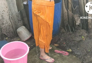 Anita yadav irrigate outside with hot