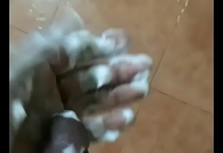 Hot Bangladeshi wretch masturbating in Bathroom with handwash together with cum