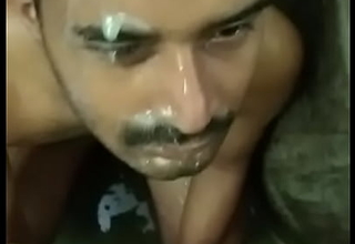 Desi Indian Tamil boy cum facial cumshot in bathroom