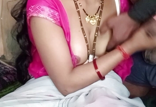 Sexy Indian aunty pressed their way big tits and got great pleasure by massaging their way step son's penis