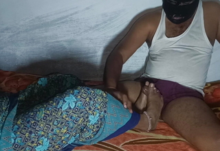Indian hot wife Homemade foot job coupled with pussy fingered coupled with fucking